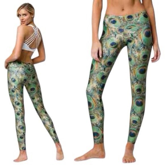 Onzie Full Length Yoga Leggings Peacock Size M/L - Picture 1 of 9